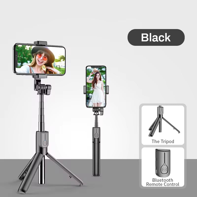 4-in-1 Wireless Bluetooth Selfie Stick with LED Ring Light - Extendable Handheld Monopod & Live Tripod for iPhone 16/15/14/13