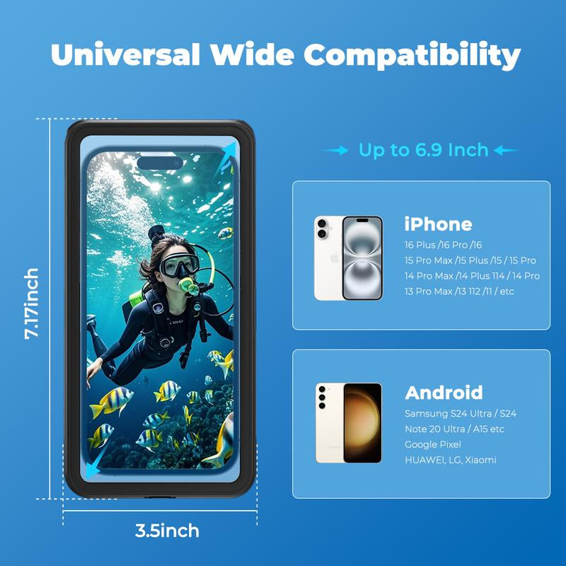 Ultimate Waterproof Phone Case for Snorkeling & Beach Adventures – IPX8 Diving Case for iPhone 16 Pro Max/15 & Galaxy S24 with 360° Full Body Protection