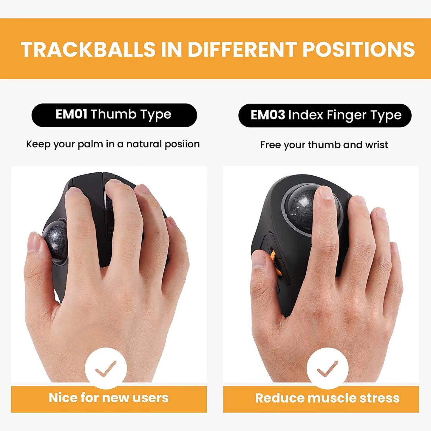 Rechargeable Wireless Bluetooth Trackball Mouse - Ergonomic RGB Backlit for Windows, Mac, and iPad