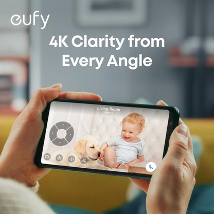 Eufy Indoor Cam E30 - 4K UHD Security Camera with 360° Pan-Tilt, Color Night Vision, AI Detection & Auto Tracking, Compatible with HomeKit