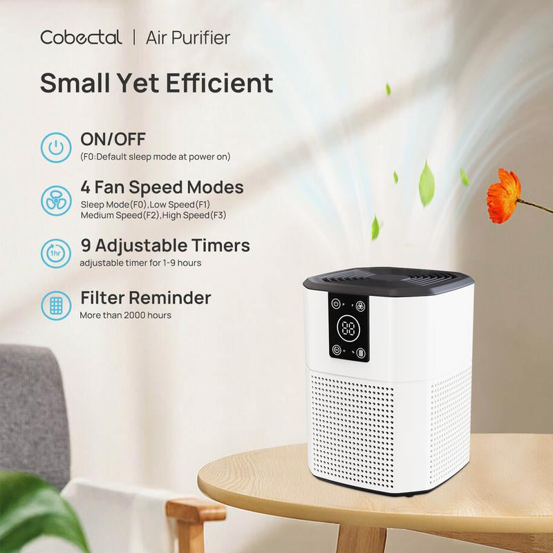 2-Pack Cobectal HEPA Air Purifiers - Portable H13 True HEPA Filters, Sleep Mode & Timer for Home, Office, and Pet Odor Elimination