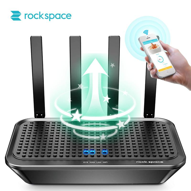 Rockspace AC2100 Dual-Band WiFi Router - Lightning Fast 2033Mbps, MU-MIMO Technology, 4 Gigabit Ports, Parental Control & Lifetime Security for Gaming and Streaming