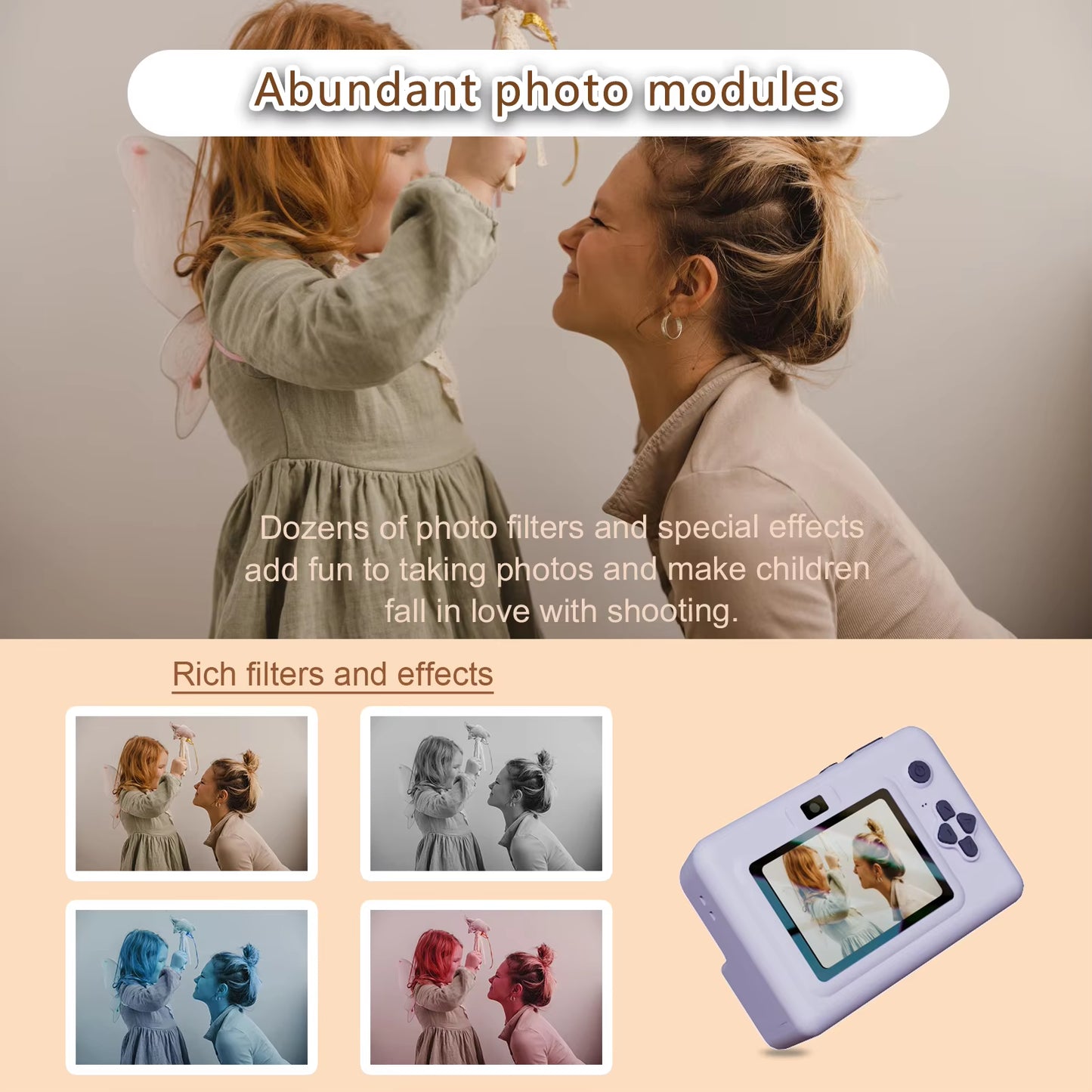 Capture the Fun! 📸✨ Instant Print Kids Camera with 1080P Video & Selfie Mode - Perfect Gift for Little Creators! 🎁👧👦