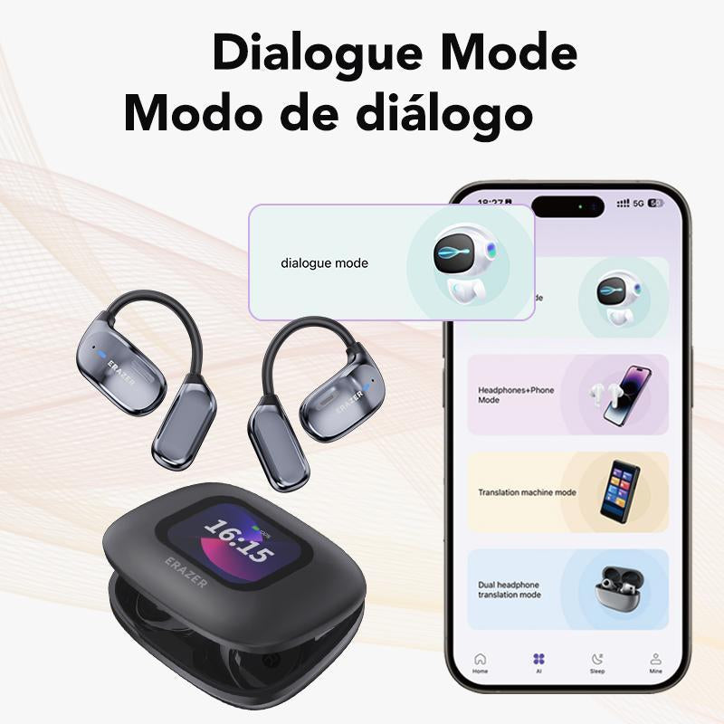 Eraser XF23 Open-Ear Wireless Headphones - 135 Languages Translation, BT5.4, Smart Touch Controls for Work, Meetings & Travel