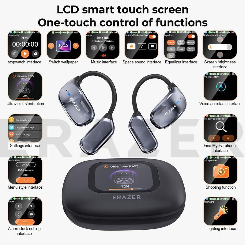 Eraser XF23 Open-Ear Wireless Headphones - 135 Languages Translation, BT5.4, Smart Touch Controls for Work, Meetings & Travel