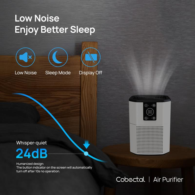 2-Pack Cobectal HEPA Air Purifiers - Portable H13 True HEPA Filters, Sleep Mode & Timer for Home, Office, and Pet Odor Elimination