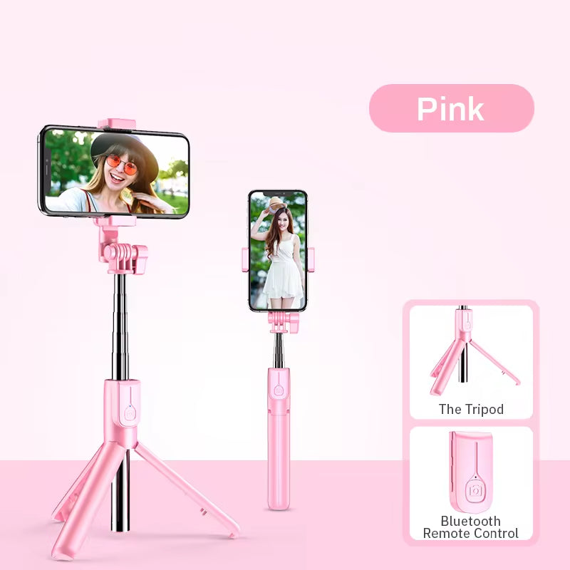 4-in-1 Wireless Bluetooth Selfie Stick with LED Ring Light - Extendable Handheld Monopod & Live Tripod for iPhone 16/15/14/13