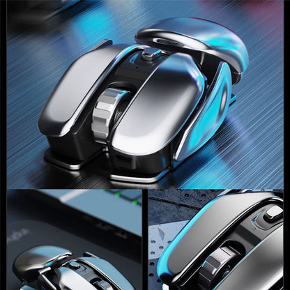 PX2 Metal 2.4G Wireless Mute 1600DPI Mouse 6 Buttons for PC Laptop Computer Gaming Office Home Aluminum Lightweight Mouse