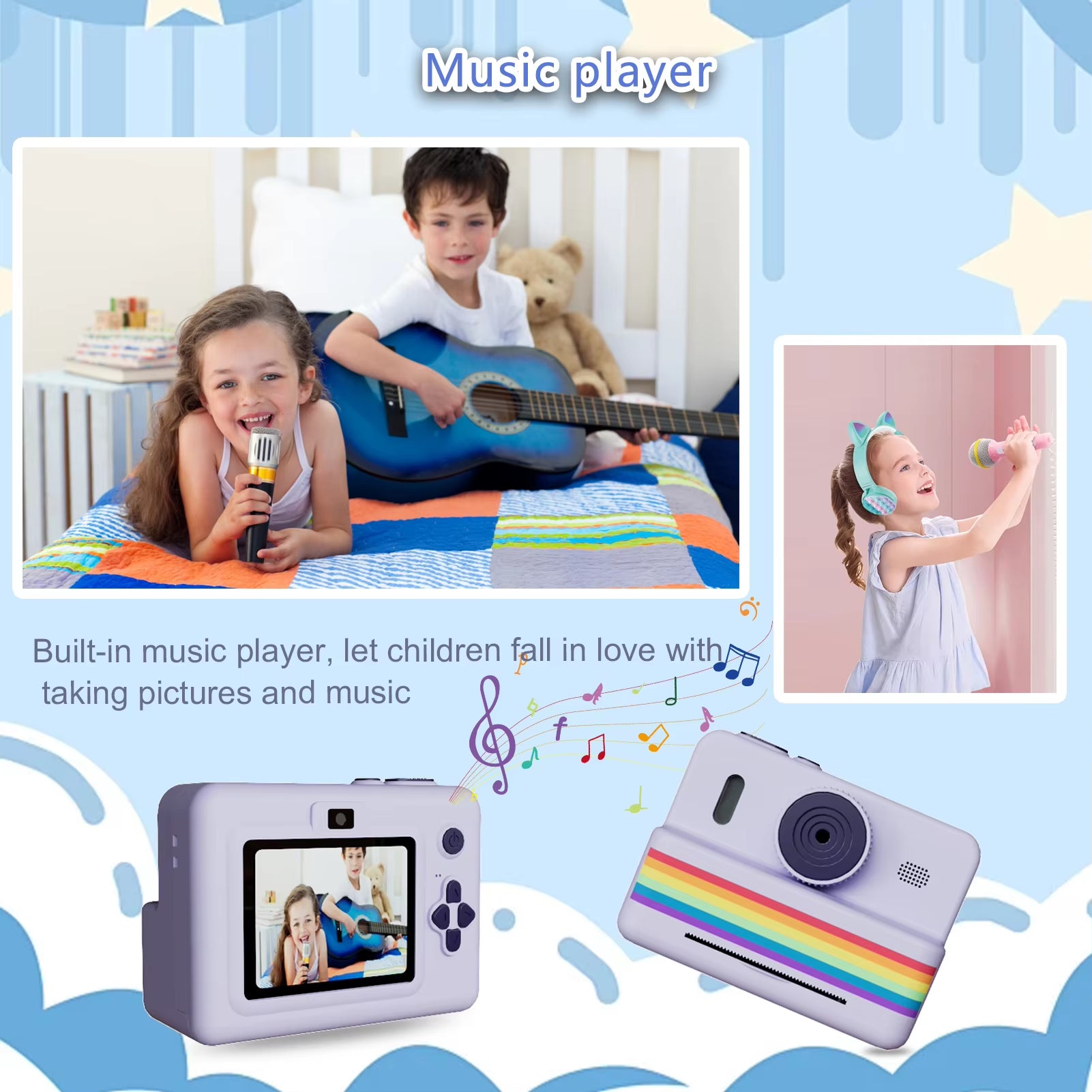 Capture the Fun! 📸✨ Instant Print Kids Camera with 1080P Video & Selfie Mode - Perfect Gift for Little Creators! 🎁👧👦